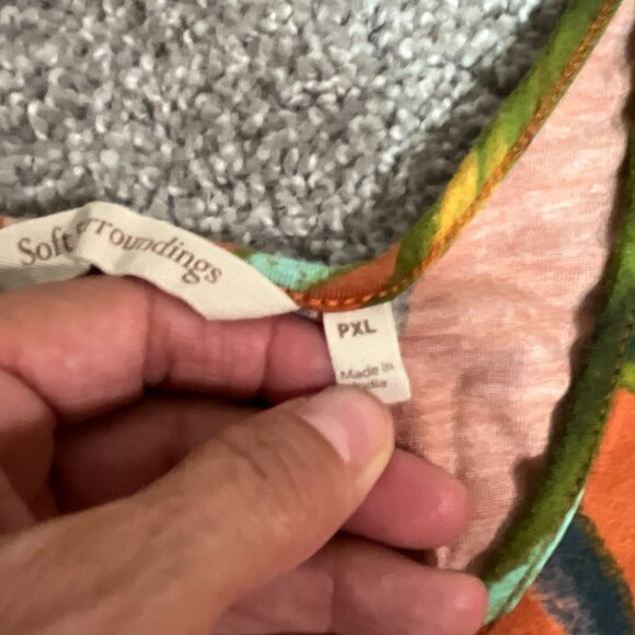 Soft Surroundings Maxi Dress Knit Ruffle Hem Fabiana Tropical  Hi-Low Sleeveless - Picture 5 of 13